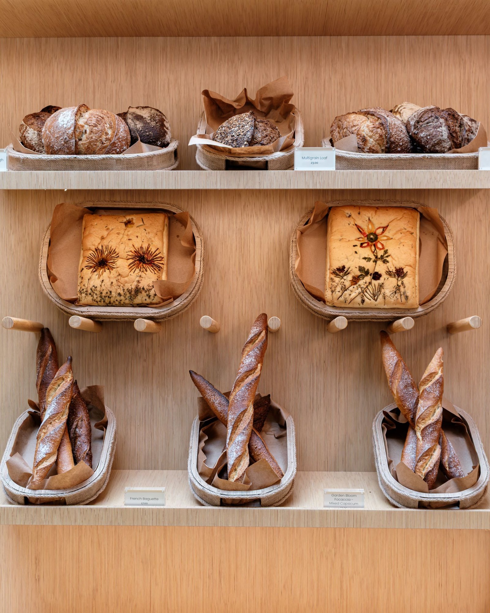 Countershot of pastries on a shelf