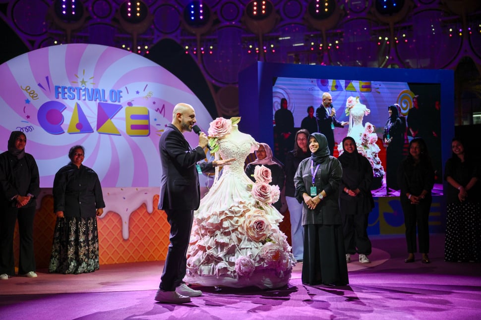man giving talk at festival of cake