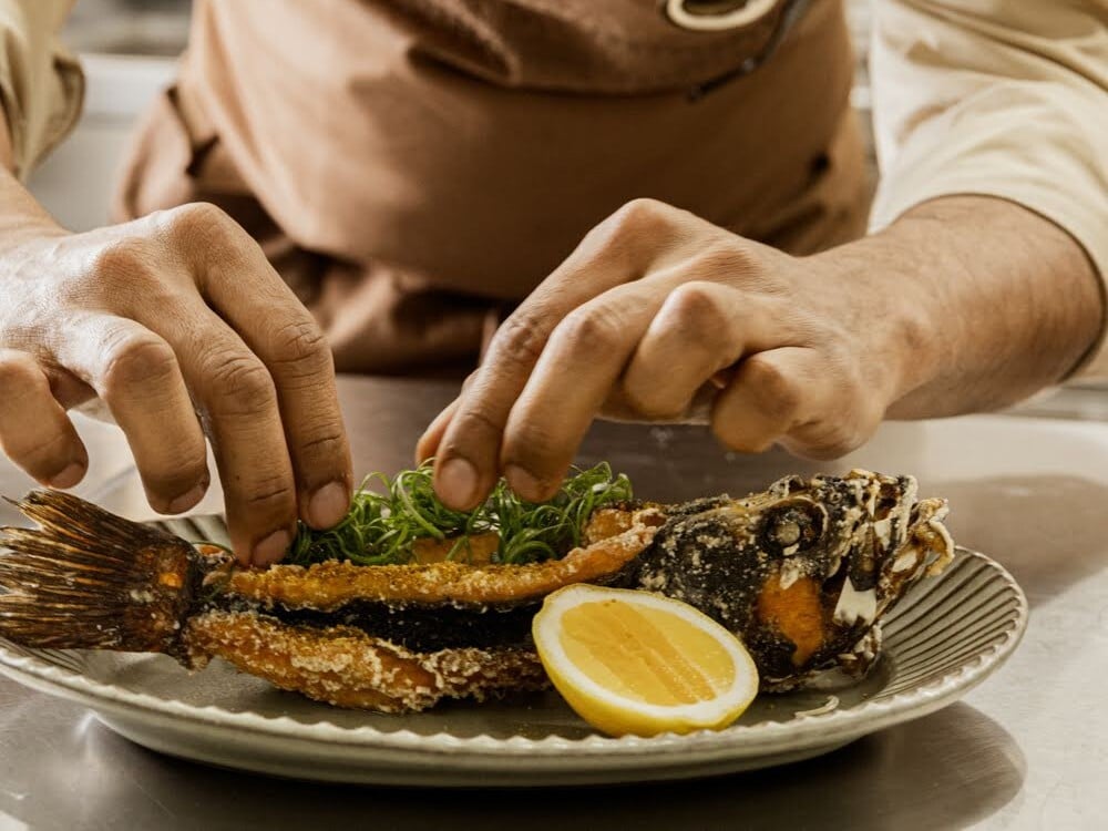 chef plating up food