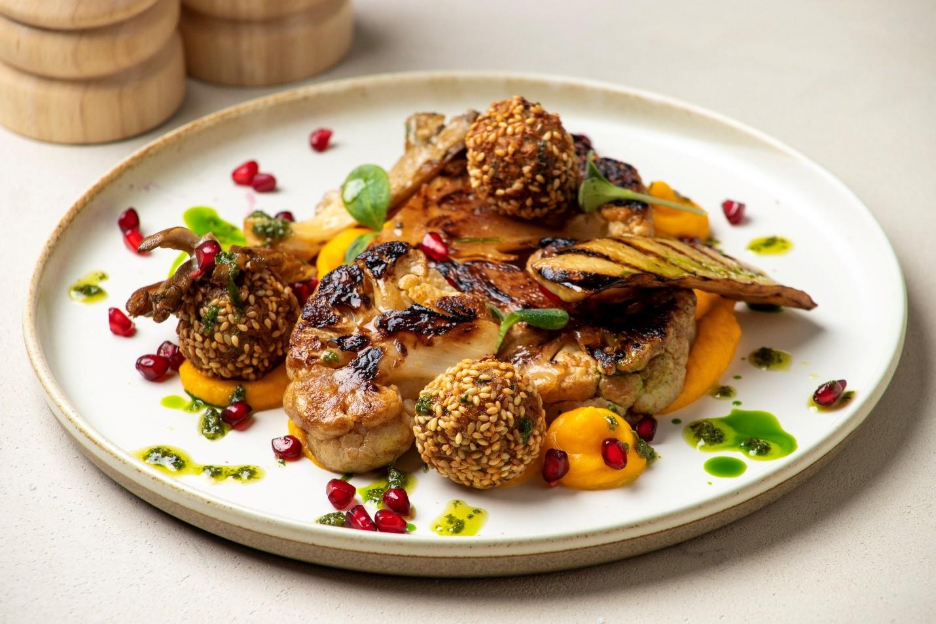 A plate of food on a table