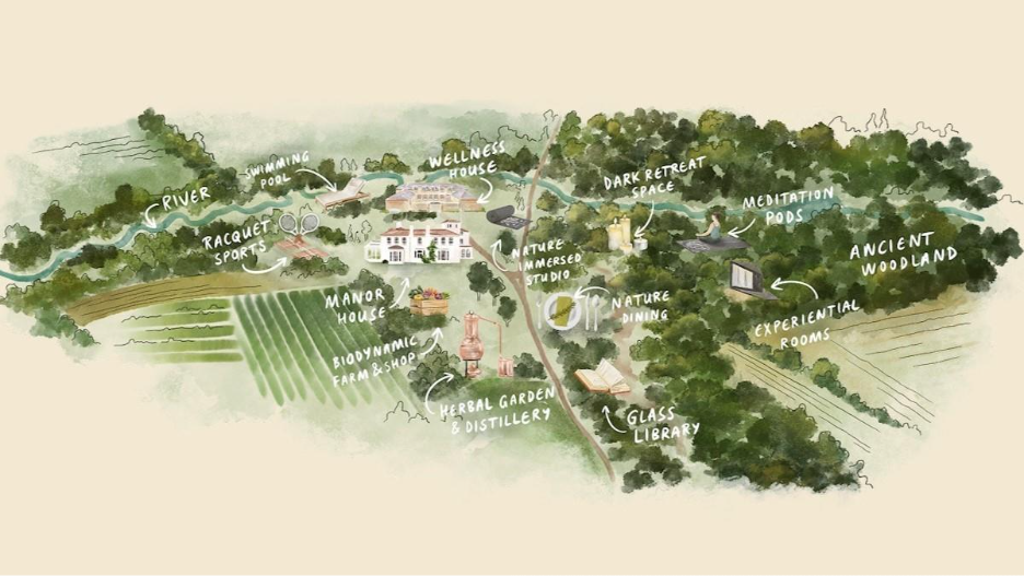 A map of a long lane wellness venue