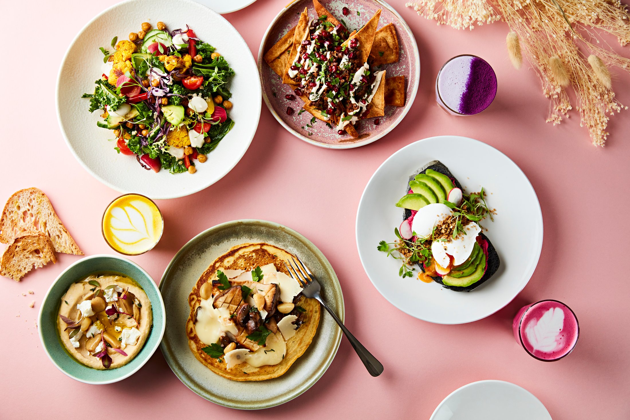 food on plates and bowls