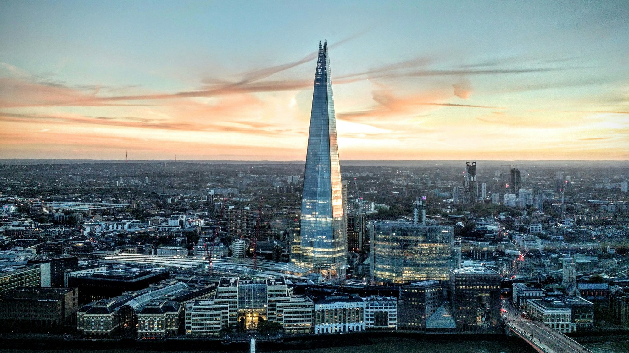 London skyline featuring The Shard and surrounding cityscape