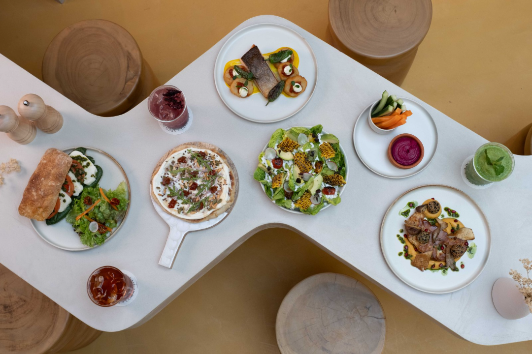 food and drinks on a table